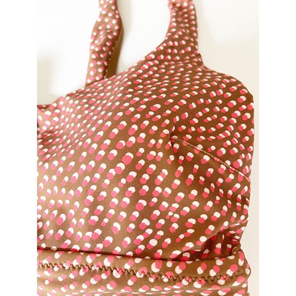 Aerie brown/pink/white polka dot scoop neck bikini top NWT M - Picture 4 of 10